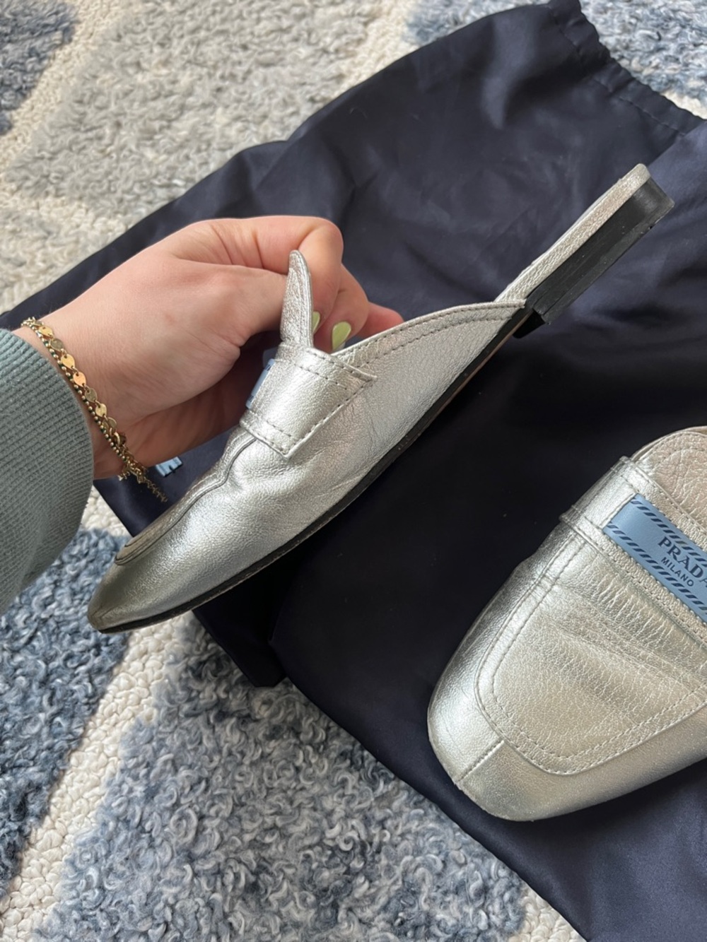 Prada Metallic Leather Mules - Picture 7 of 9